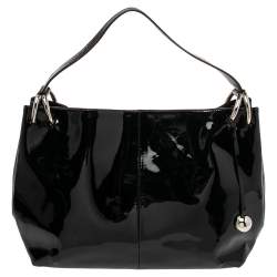 Pre Owned Furla Black Patent Leather Hobo