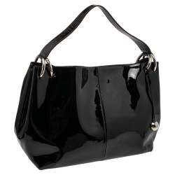 Pre Owned Furla Black Patent Leather Hobo