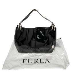 Pre Owned Furla Black Patent Leather Hobo