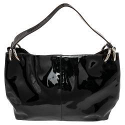 Pre Owned Furla Black Patent Leather Hobo