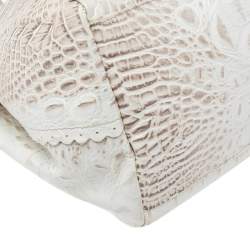 Pre Owned حقيبة يد فورلا جلد نقش تمساح بيج/ أبيض