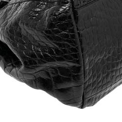 Pre Owned Furla Black Croc Embossed Leather Hobo