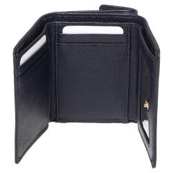 Pre Owned Furla Navy Blue Leather Trifold Wallet