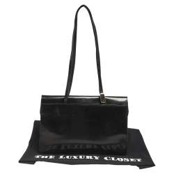 Pre Owned Furla Black Patent Leather Tote