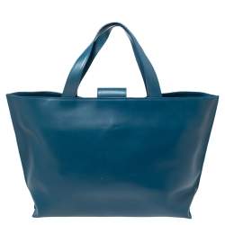 Pre Owned Furla Blue Leather Tote