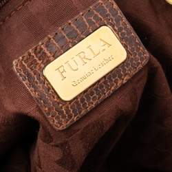 Pre Owned Furla Brown Lizard Embossed Leather Hobo