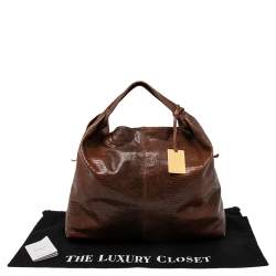 Pre Owned Furla Brown Lizard Embossed Leather Hobo
