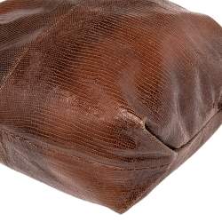 Pre Owned Furla Brown Lizard Embossed Leather Hobo