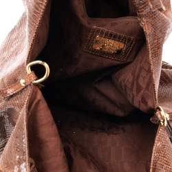 Pre Owned Furla Brown Lizard Embossed Leather Hobo