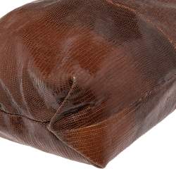 Pre Owned Furla Brown Lizard Embossed Leather Hobo
