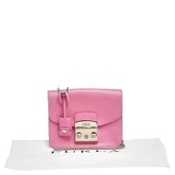 Pre Owned حقيبة كروس فندي ميني ميتروبوليس جلد وردي بسلسلة