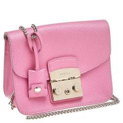 Pre Owned حقيبة كروس فندي ميني ميتروبوليس جلد وردي بسلسلة