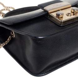 Furla Black Leather Mini Metropolis Top Handle Bag