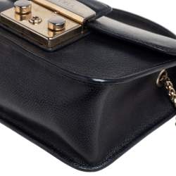 Furla Black Leather Mini Metropolis Top Handle Bag