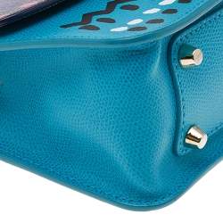 Pre Owned Furla Blue/Navy Blue Leather Mini Metropolis Papillon Crossbody Bag