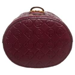 Pre Owned Furla Burgundy Embossed Leather Drawstring Corona Bucket Bag