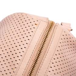 Pre Owned Furla Beige Perforated Leather Bowler Bag