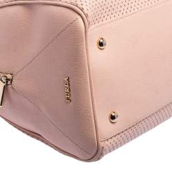 Pre Owned Furla Beige Perforated Leather Bowler Bag
