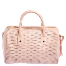 Pre Owned Furla Beige Perforated Leather Bowler Bag