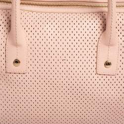 Pre Owned Furla Beige Perforated Leather Bowler Bag