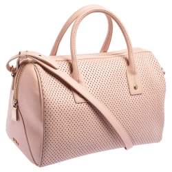 Pre Owned Furla Beige Perforated Leather Bowler Bag