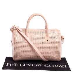 Pre Owned Furla Beige Perforated Leather Bowler Bag