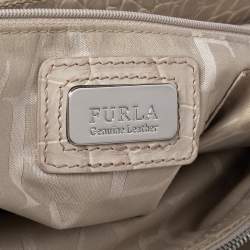 مملوكة مسبقًا Furla Offwhite Croc Embossed Leather Martha Tote