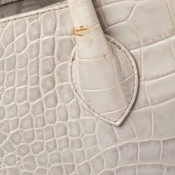 مملوكة مسبقًا Furla Offwhite Croc Embossed Leather Martha Tote