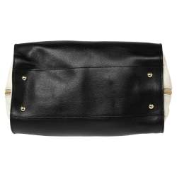 Pre Owned Furla Black/White Leather Convertible Satchel