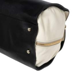 Pre Owned Furla Black/White Leather Convertible Satchel