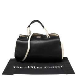 Pre Owned Furla Black/White Leather Convertible Satchel