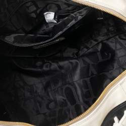 Pre Owned Furla Black/White Leather Convertible Satchel