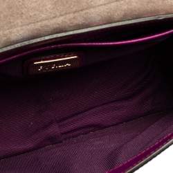 Pre Owned Furla Purple Bird and Floral Print Coated Canvas Metropolis Top Handle Bag