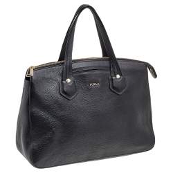 Pre Owned Furla Black Leather Large Giada Satchel