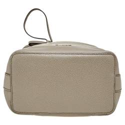 Pre Owned Furla Grey Leather Drawstring Bucket Bag