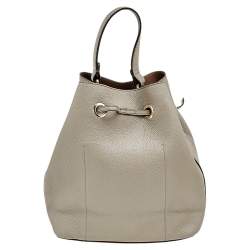 Pre Owned Furla Grey Leather Drawstring Bucket Bag