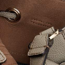 Pre Owned Furla Grey Leather Drawstring Bucket Bag