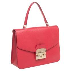 Pre Owned Furla Red Leather Metropolis Top Handle Bag