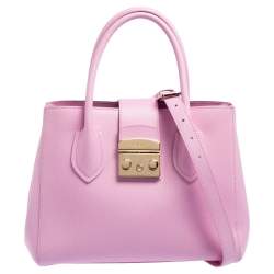 Pre Owned Furla Pink Leather Small Metropolis Tote