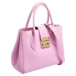 Pre Owned Furla Pink Leather Small Metropolis Tote