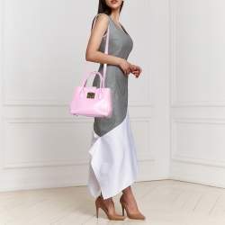 Pre Owned Furla Pink Leather Small Metropolis Tote