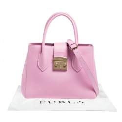 Pre Owned Furla Pink Leather Small Metropolis Tote