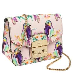Pre Owned حقيبة كروس فورلا ميتروبوليس جلد مطبوع طيور متعدد الألوان بسلسلة صغيرة