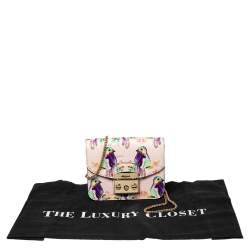 Pre Owned حقيبة كروس فورلا ميتروبوليس جلد مطبوع طيور متعدد الألوان بسلسلة صغيرة