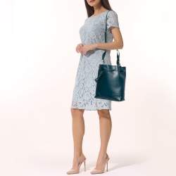 Pre Owned Furla Green Leather Drawstring Bucket Bag 