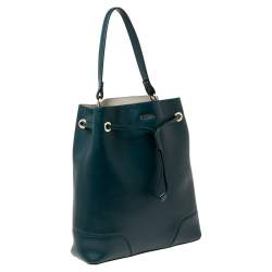 Pre Owned Furla Green Leather Drawstring Bucket Bag 