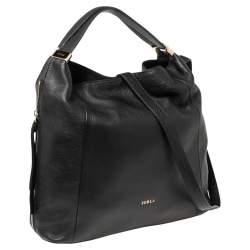 Pre Owned Furla Black Leather Elizabeth Zip Hobo