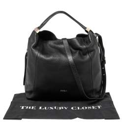 Pre Owned Furla Black Leather Elizabeth Zip Hobo