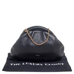 Pre Owned Furla Black Leather Chain Clutch