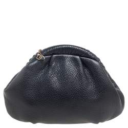 Pre Owned Furla Black Leather Chain Clutch